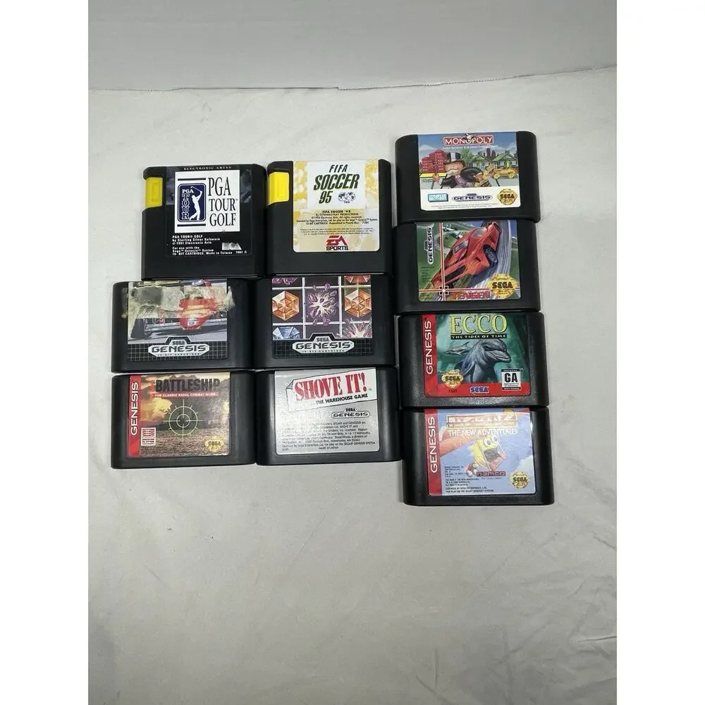 SEGA Genesis Model MK-1631 Console 2 Controllers 10 Games-All Tested/Works. OEM